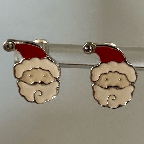 Santa Earrings with Swarovski Crystal | Handmade Holiday Jewelry NWT - Picture 4 of 15
